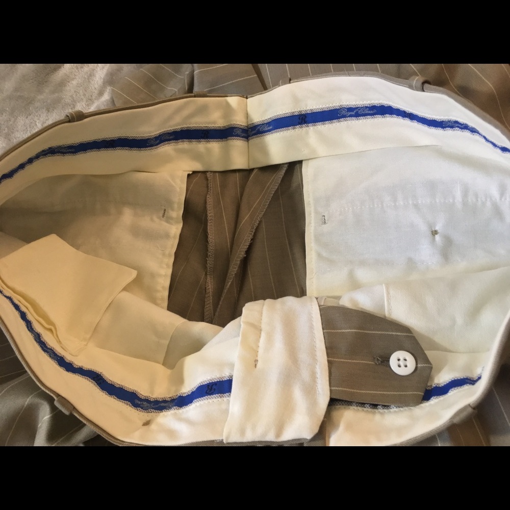 SAVILE ROW 2-Button Custom Pinstripe Tan Suit RARE - Picture 6 of 8